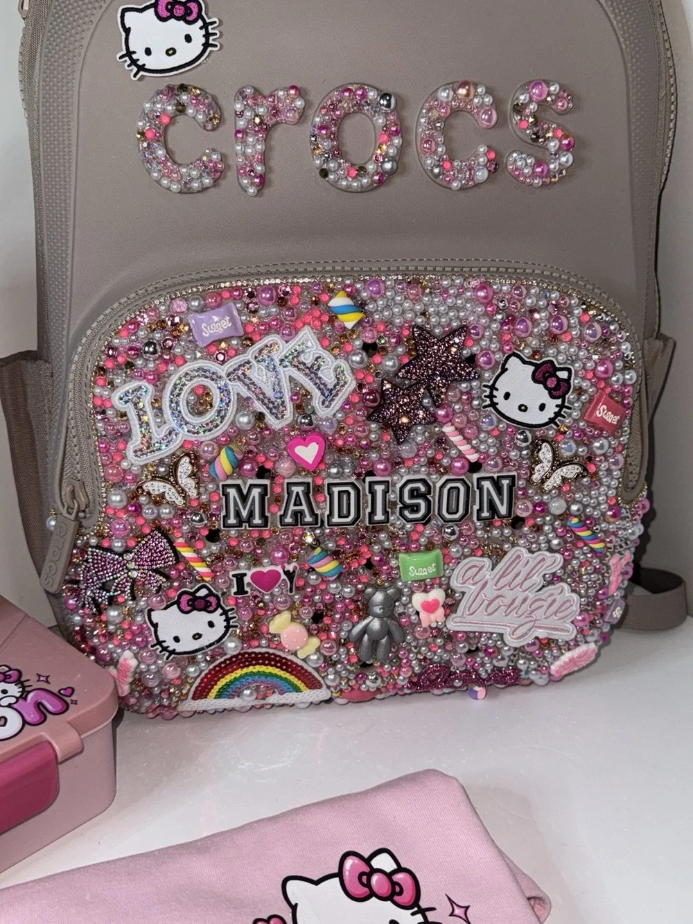 CROCS Pink Beaded Hello Kitty Kids Backpack only